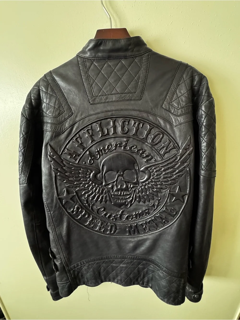 Affliction Men's Black Leather Jacket - Picture 3 of 5